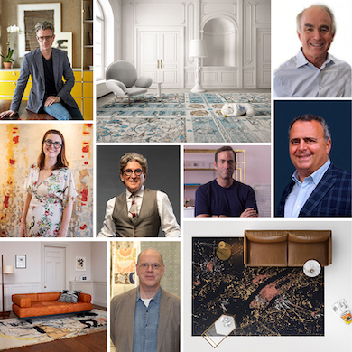montage of Designers and Area Rugs